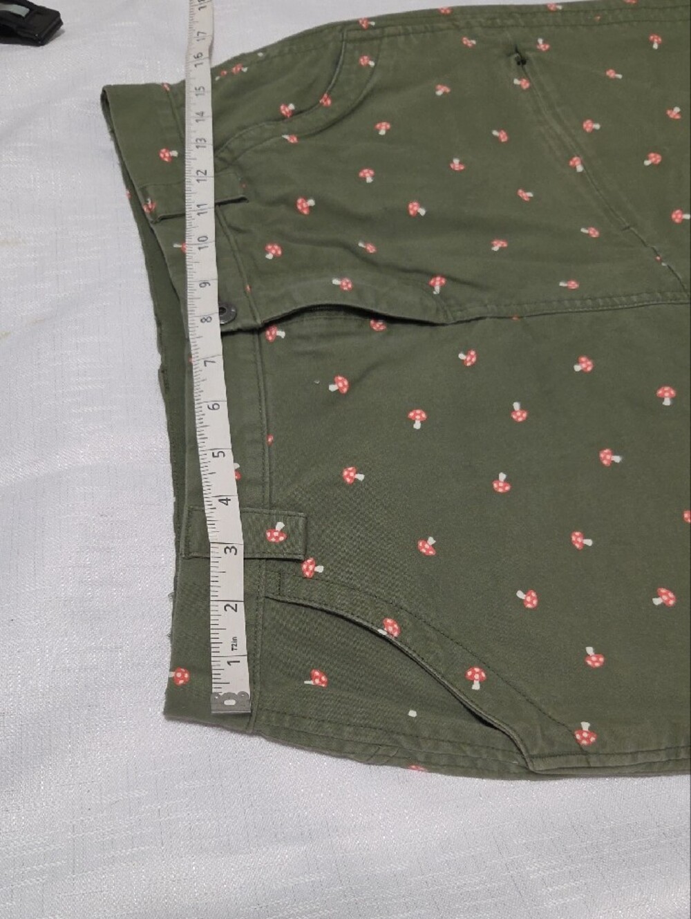Duluth Trading Co Olive Green Mini Skirt with Pink Floral Print - Picture 3 of 9